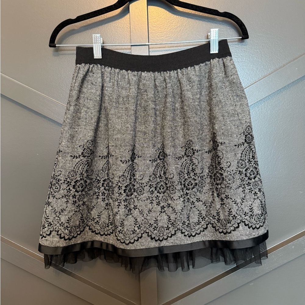 💙Joe Benbasset Gray A-Line Skirt with Black Tulle